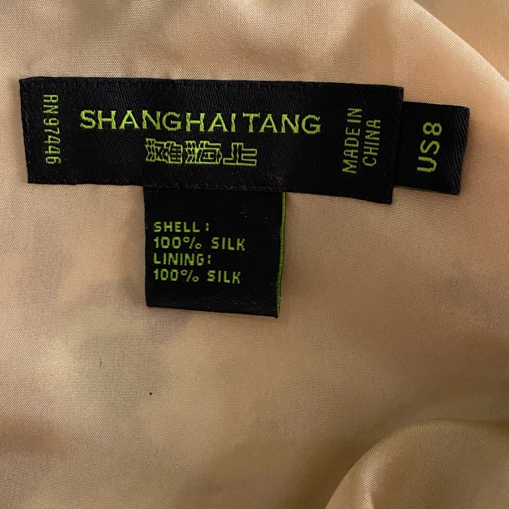 SHANGHAI TANG Green/Purple Floral 100% Silk Crepe Mini Sheath Dress SZ 8 - Picture 4 of 13